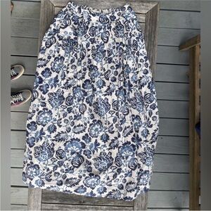 Blue and White indigo Floral A-Line Skirt